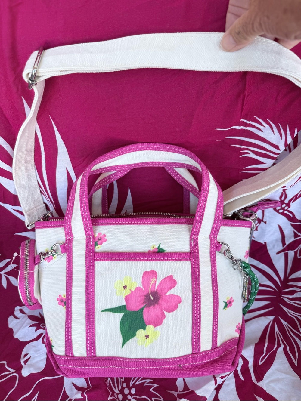 Aéropostale pink hibiscus flower canvas tote - Hawaiian Vibe - NWT - Picture 16 of 16